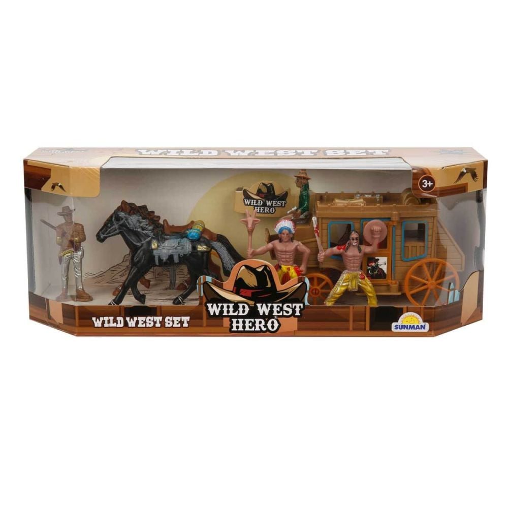 Set de joaca, Cowboy cu trasura si cai, Wild West Hero