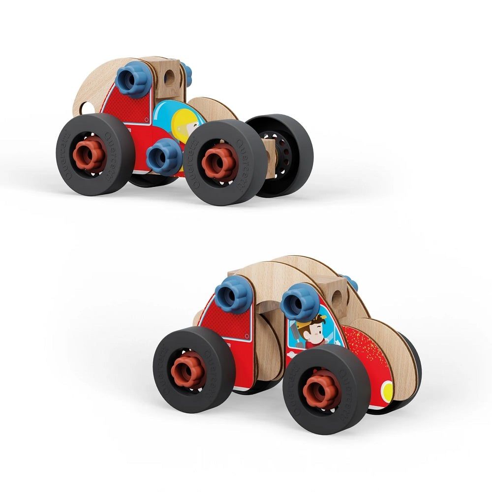 Set constructie, Quercetti, Vehicule din lemn, Play Bio, 32 piese