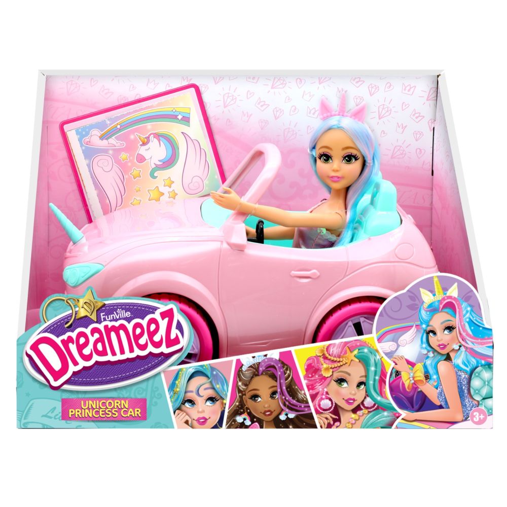 Papusa cu masina decapotabila, Dreameez, Unicorn Princess Car