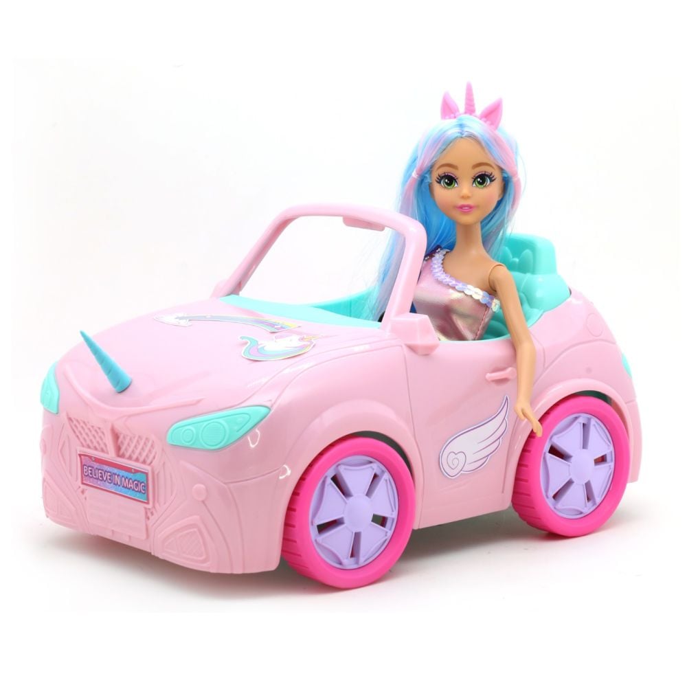 Papusa cu masina decapotabila, Dreameez, Unicorn Princess Car