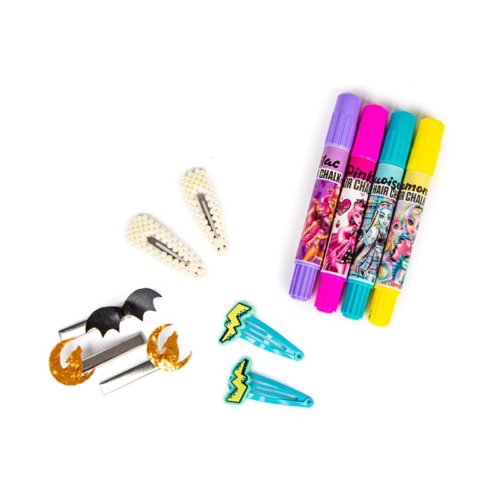 Set creta colorata si accesorii pentru par, Monster High