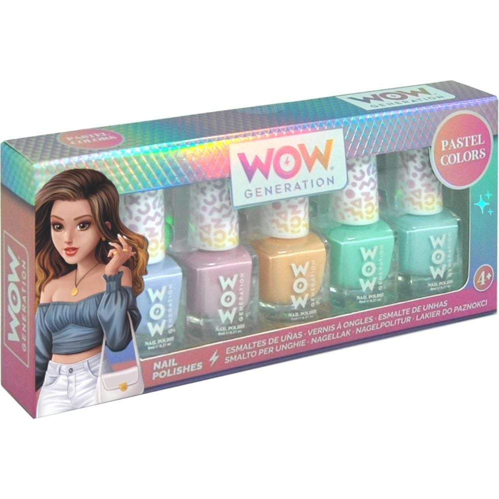 Set 5 lacuri de unghii in culori pastelate, Wow Generation, 6 ml