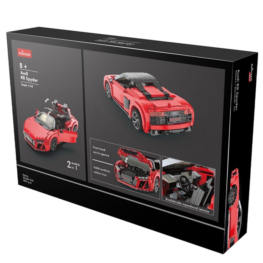 Set constructie masinuta, Rastar, Audi R8 Spyder, 1:14, 1024 piese