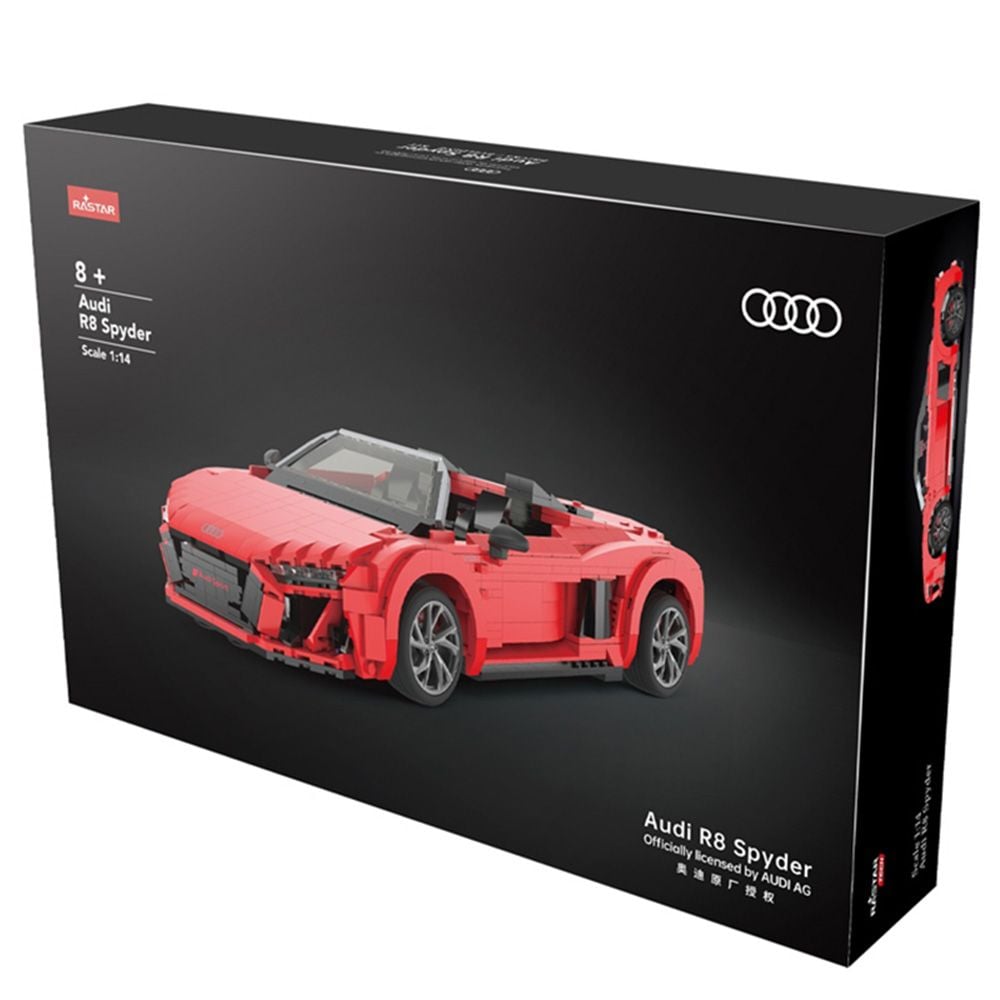 Set constructie masinuta, Rastar, Audi R8 Spyder, 1:14, 1024 piese