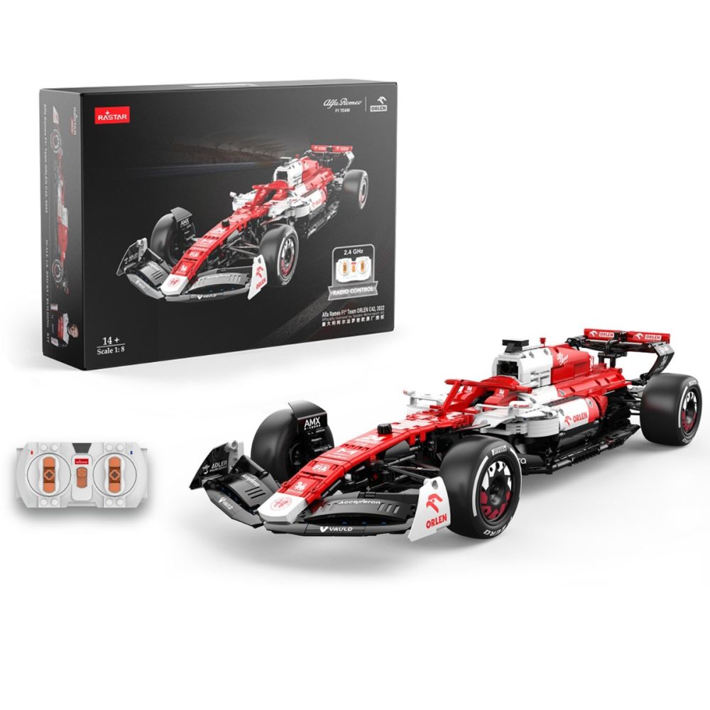Set constructie masinuta cu telecomanda, Rastar, Alfa Romeo, F1 C42, 1:8, 2261 piese