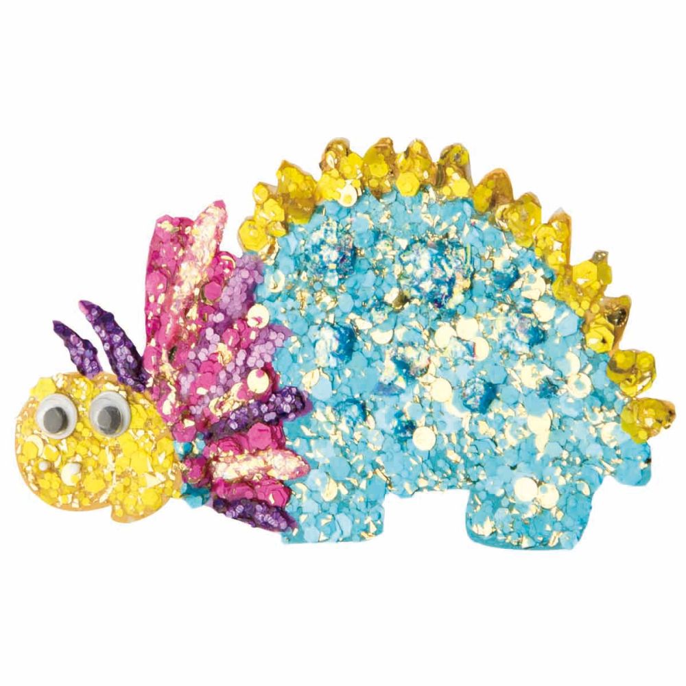 Set de creatie cu sclipici Paulinda, Magic Glitter, Cute Dino, 12 x 5 ml