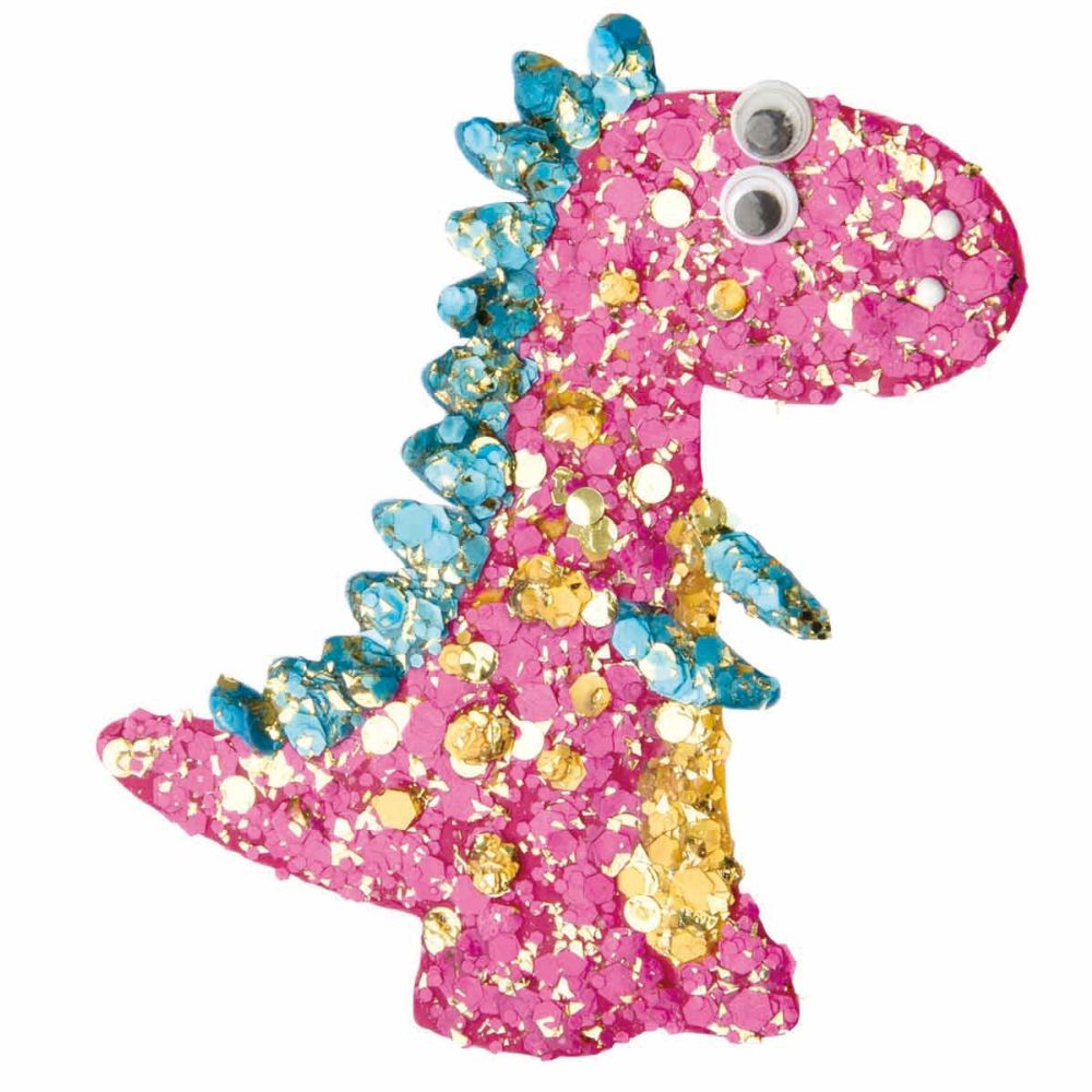 Set de creatie cu sclipici Paulinda, Magic Glitter, Cute Dino, 12 x 5 ml