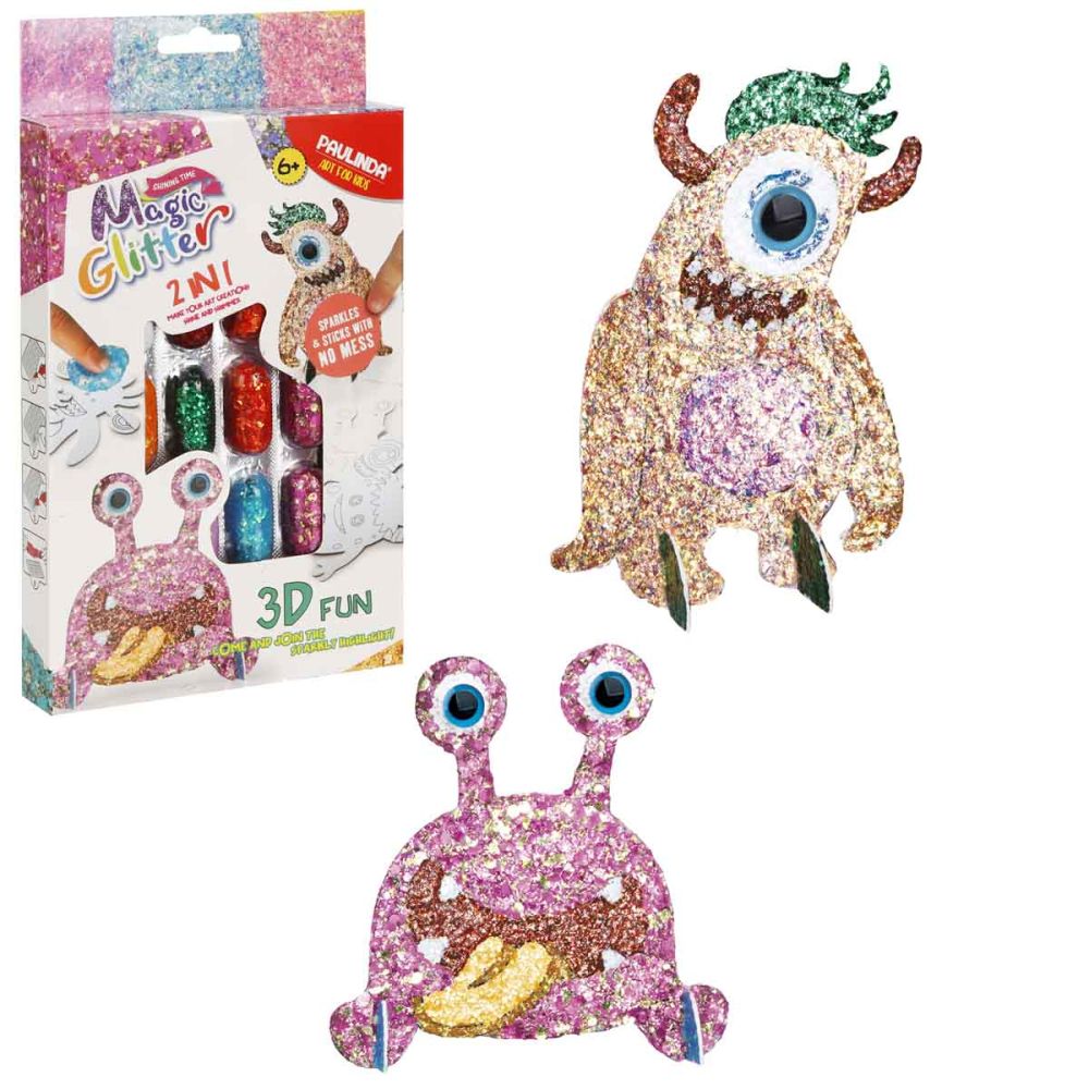 Set de creatie cu sclipici Paulinda, Magic Glitter 2 in 1, 3D Fun