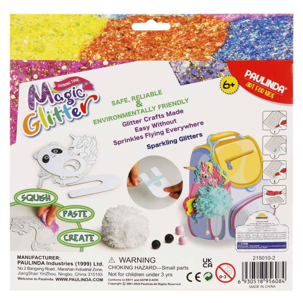 Set de creatie cu sclipici Paulinda, Magic Glitter 2 in 1, Breloc Diy
