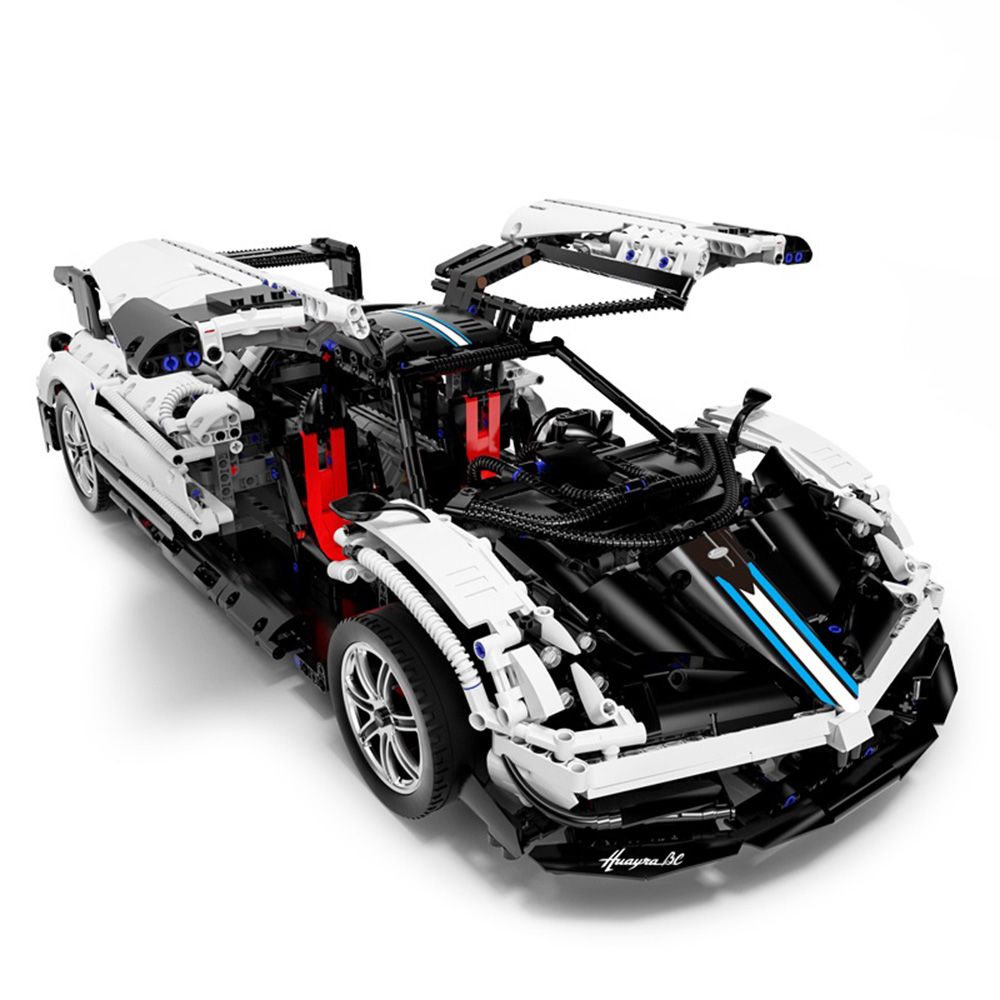 Set constructie masinuta cu telecomanda, Rastar, Pagani Huayra, Alb, 1:8, 2899 piese