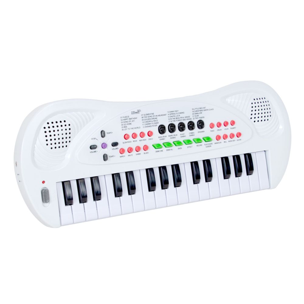 Orga electronica cu microfon, Eccho, 32 clape, Alb
