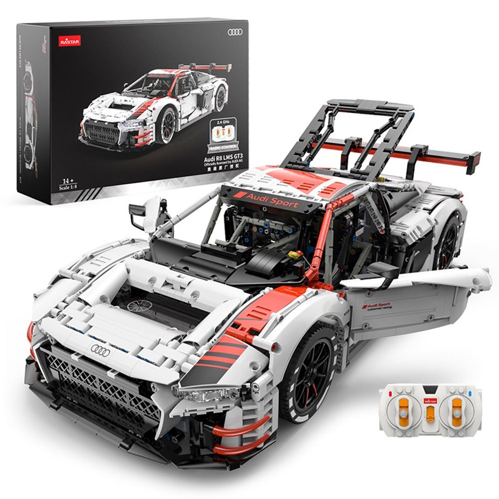 Set constructie masinuta cu telecomanda, Rastar, Audi R8 GT3, 1:8