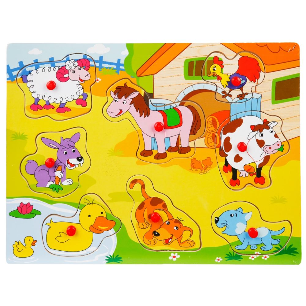 Puzzle din lemn, Woody, Animale, 8, 9 piese