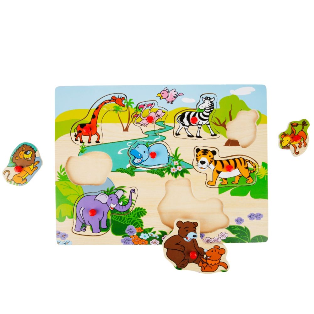Puzzle din lemn, Woody, Animale, 8, 9 piese