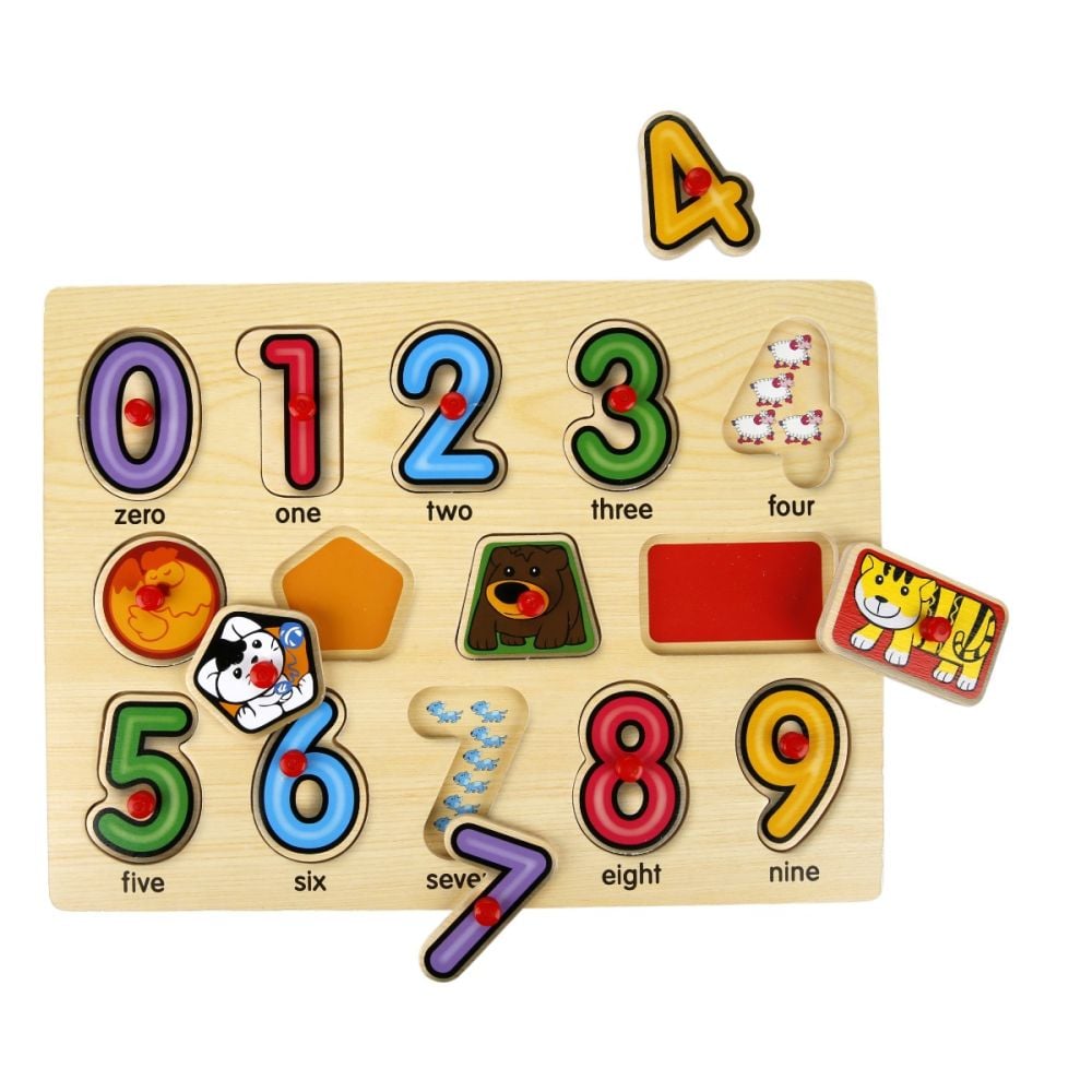 Puzzle din lemn, Woody, Numere, 14 piese