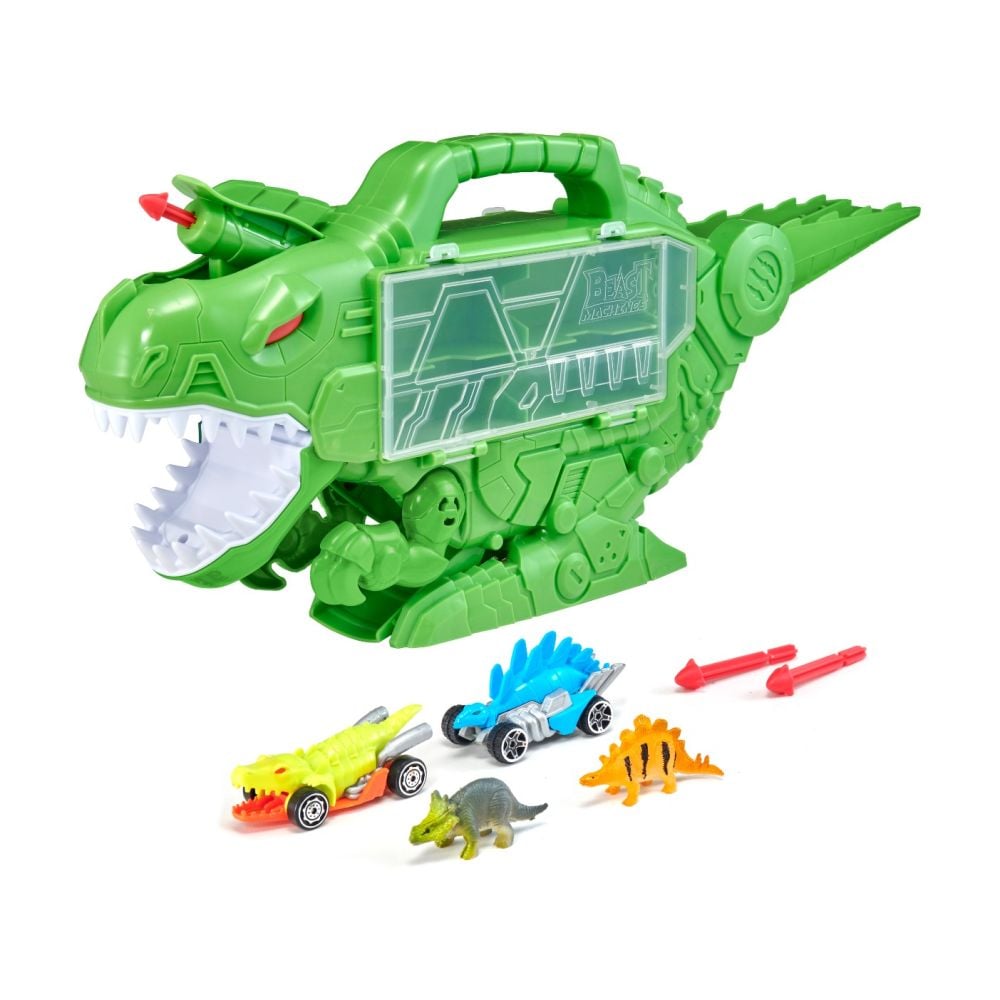Transportator in forma de dinozaur cu vehicule si figurine, Teamsterz, Dino Destroyer