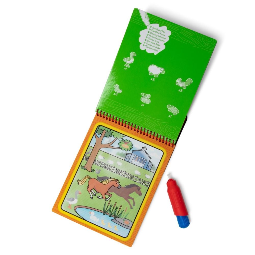 Set 4 planse de colorat cu apa, Melissa & Doug, Ferma, 6074888