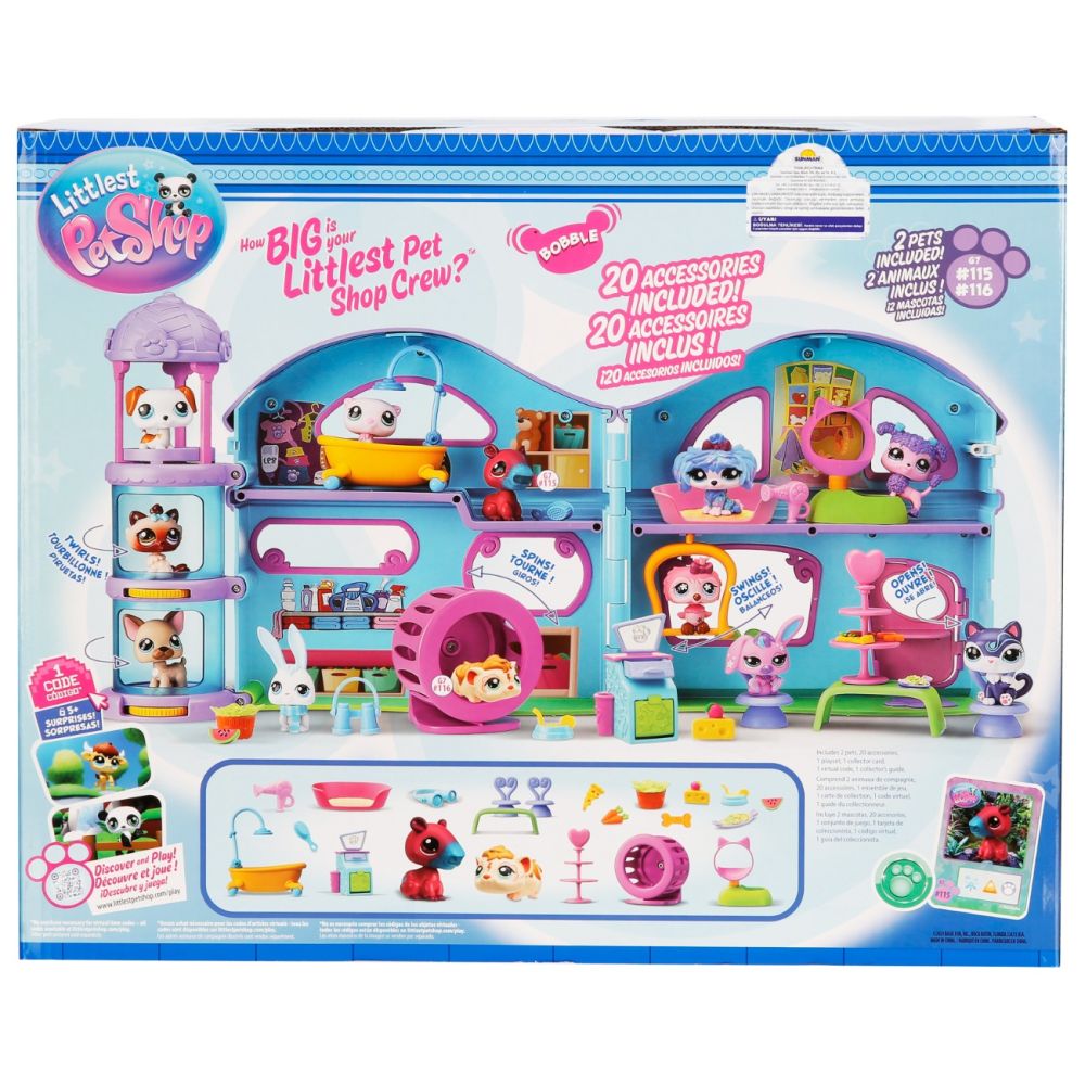 Set de joaca cu 2 figurine, Littlest Pet Shop, 20 accesorii