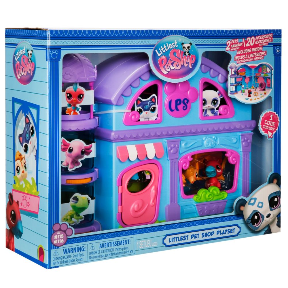 Set de joaca cu 2 figurine, Littlest Pet Shop, 20 accesorii