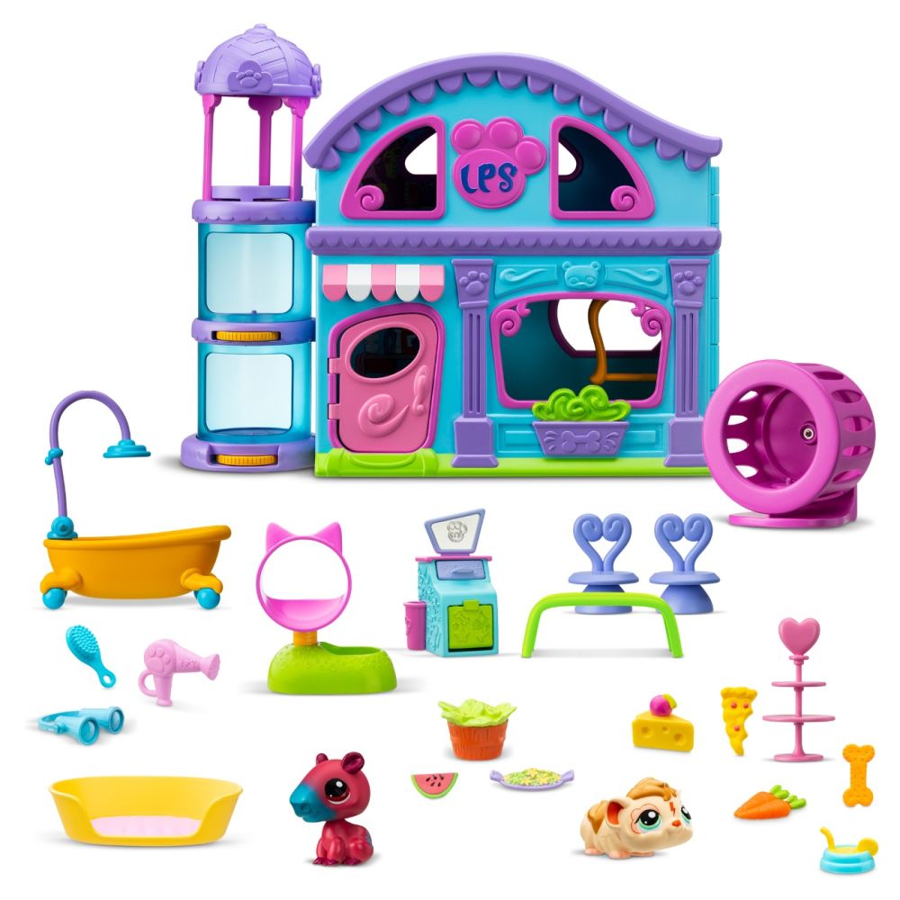 Set de joaca cu 2 figurine, Littlest Pet Shop, 20 accesorii