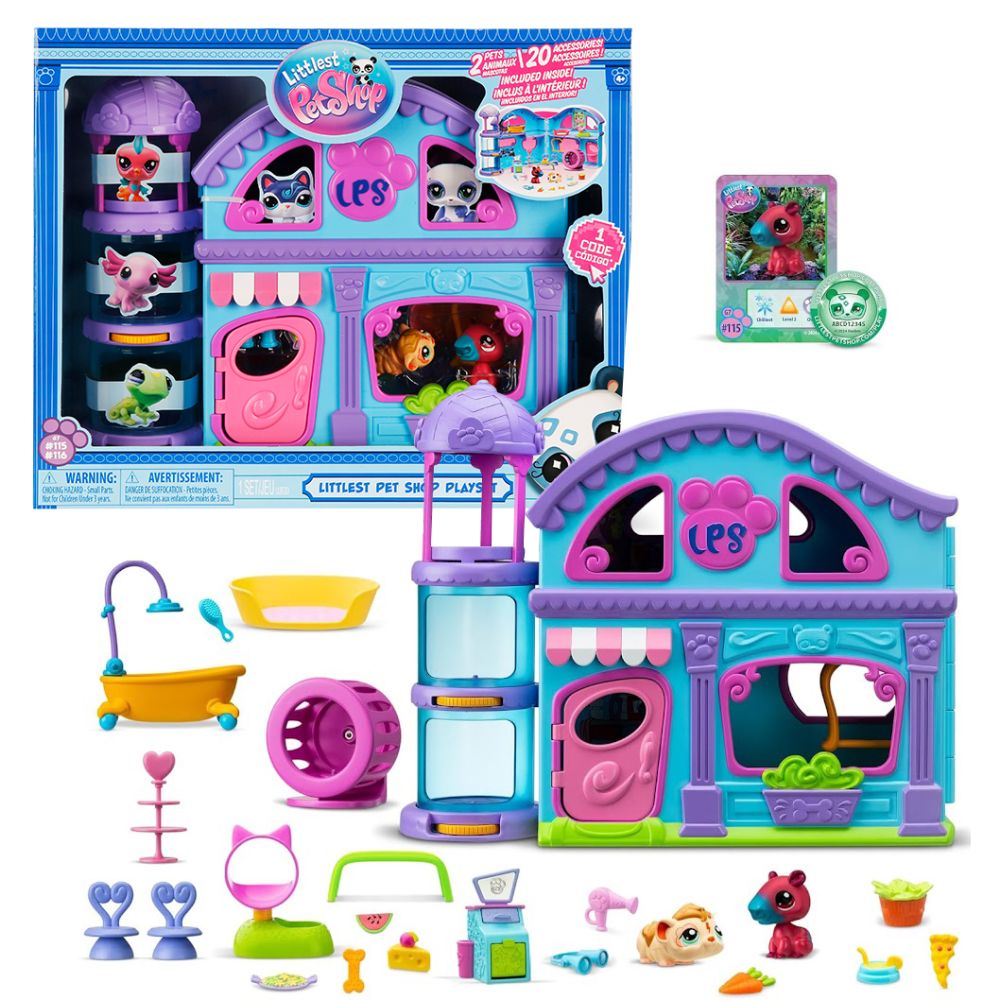Set de joaca cu 2 figurine, Littlest Pet Shop, 20 accesorii