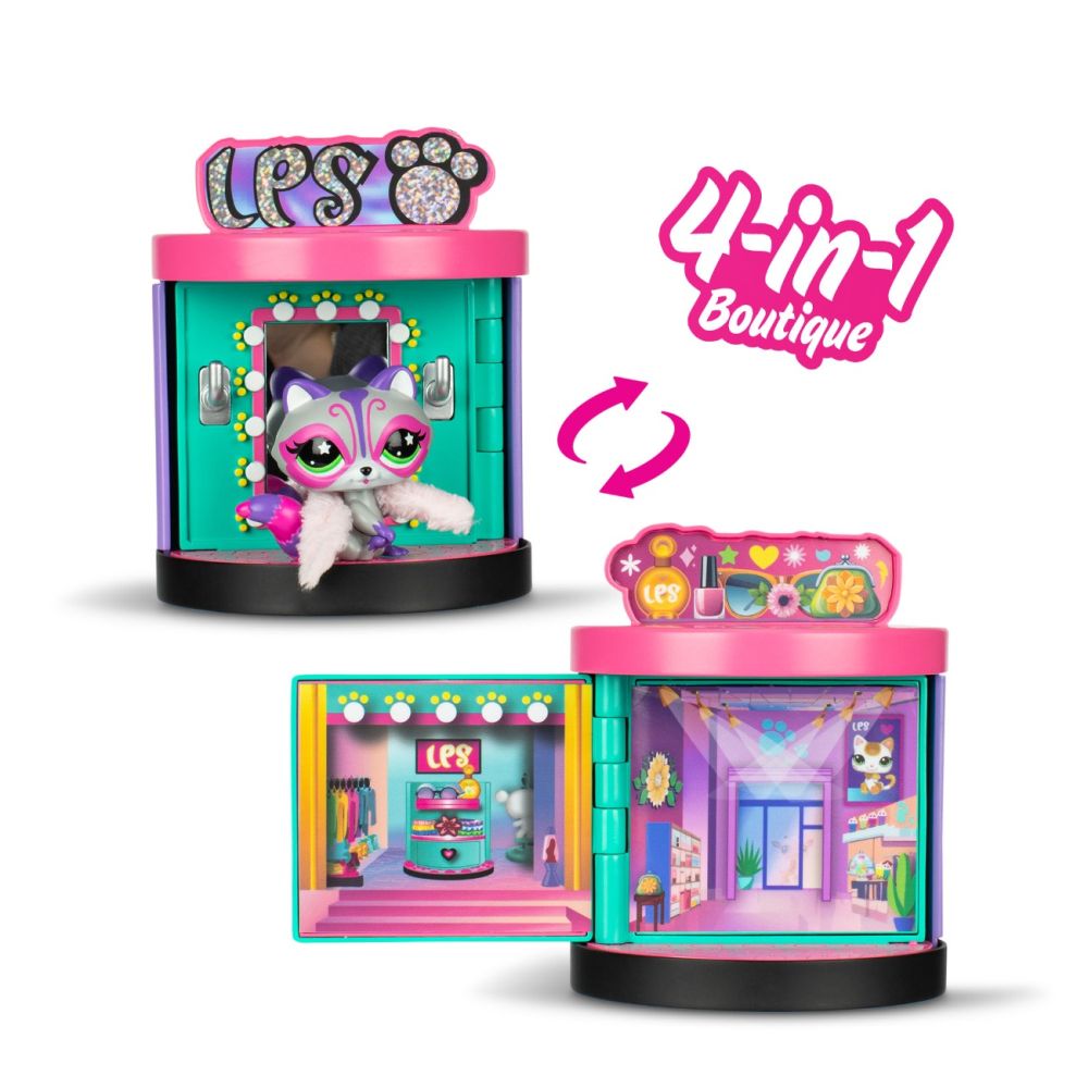 Set de joaca cu 3 figurine, Littlest Pet Shop, Spin & Style Boutique