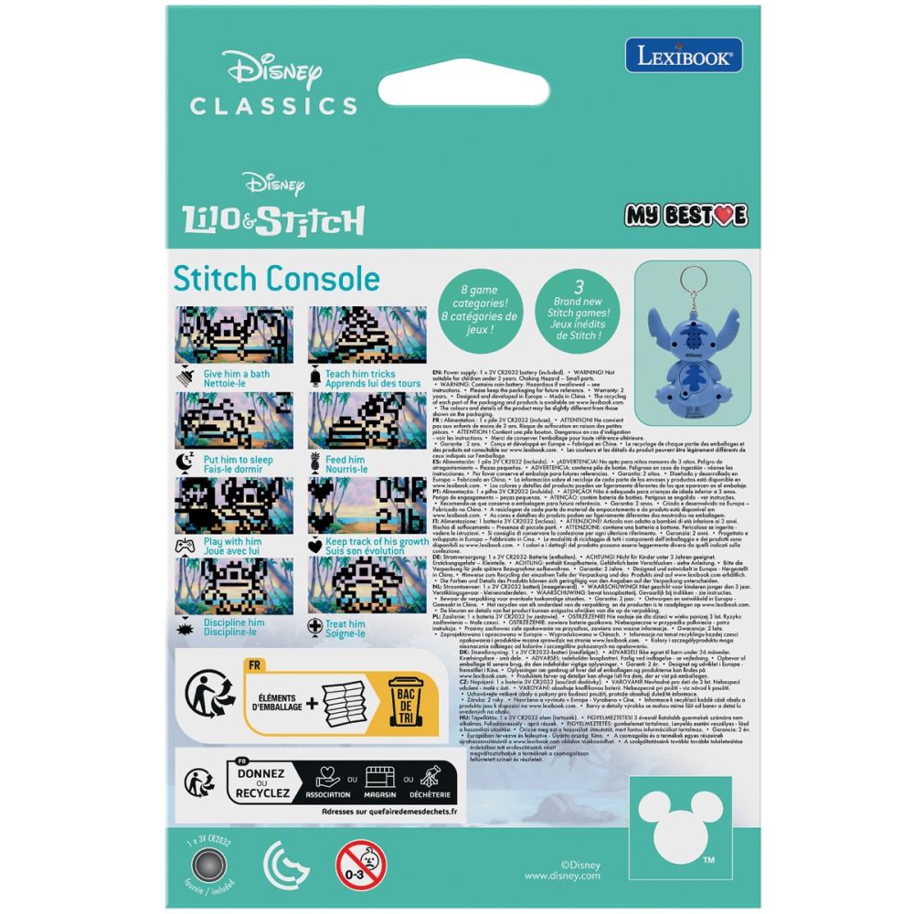 Mini consola cu 3 jocuri, Lexibook, Disney Stitch, My Best-E