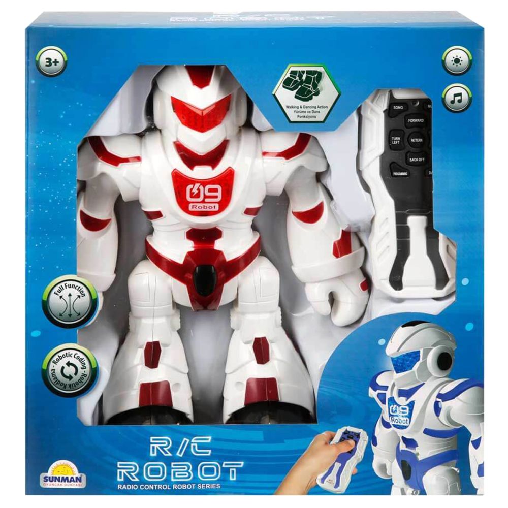 Robot cu telecomanda, lumini si sunete, Sunman, Rosu