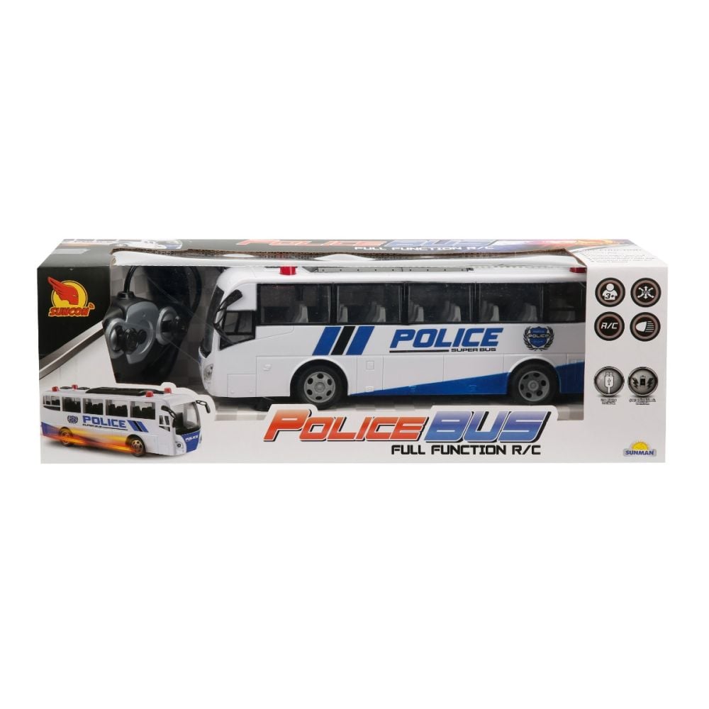 Autobuz de politie cu telecomanda, Suncon, 30 cm