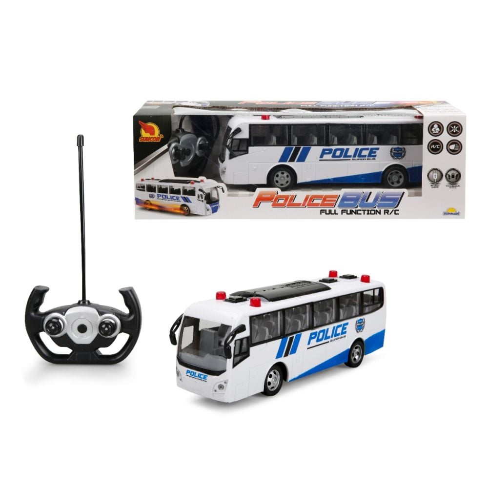 Autobuz de politie cu telecomanda, Suncon, 30 cm
