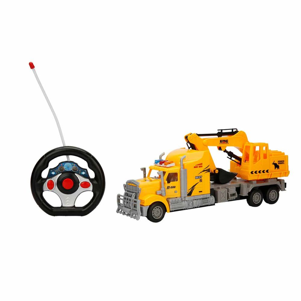 Camion excavator si telecomanda, Suncon, 1:32, Galben