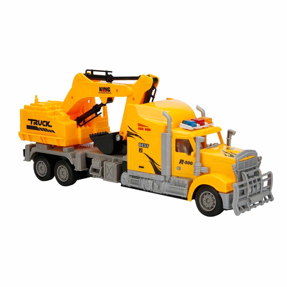 Camion excavator si telecomanda, Suncon, 1:32, Galben