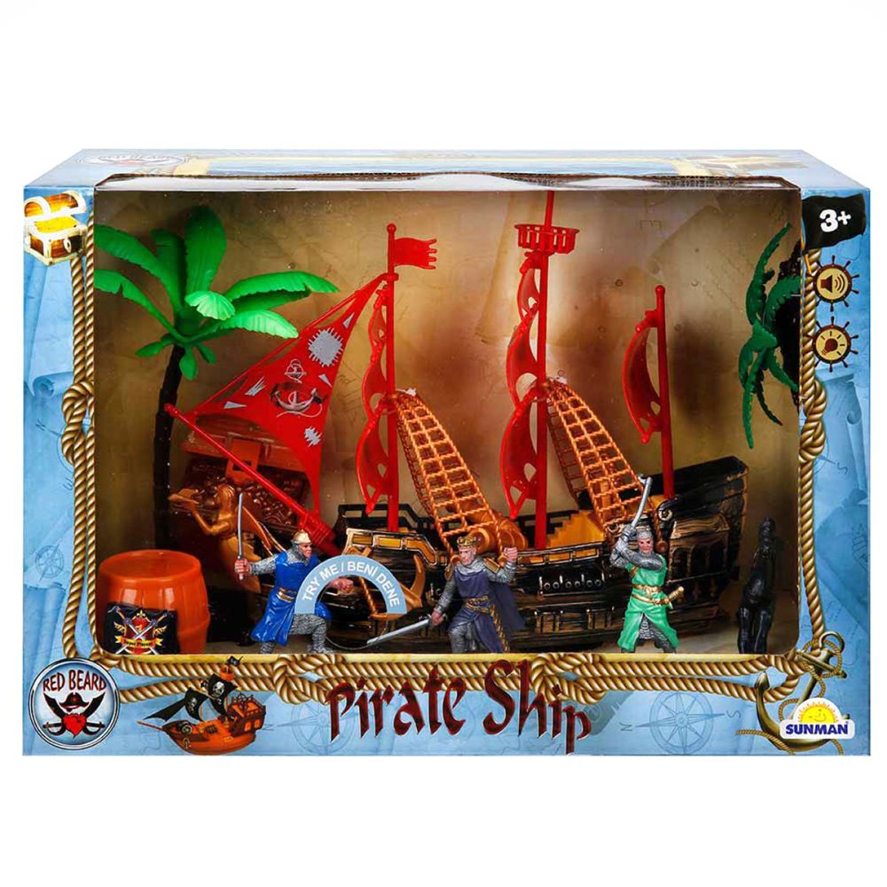 Set corabie si 4 figurine pirati, Red Beard | Noriel