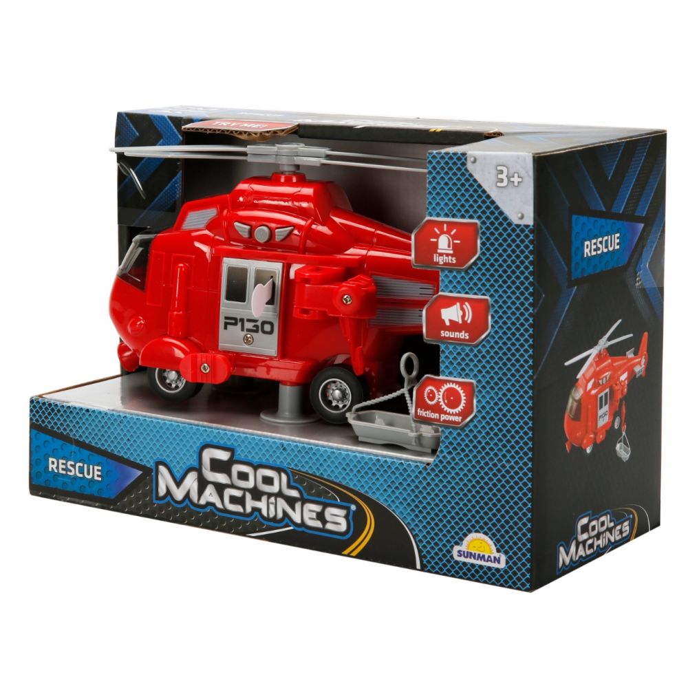 Elicopter de salvare cu sunete si lumini, Cool Machines, Rosu, 1:20
