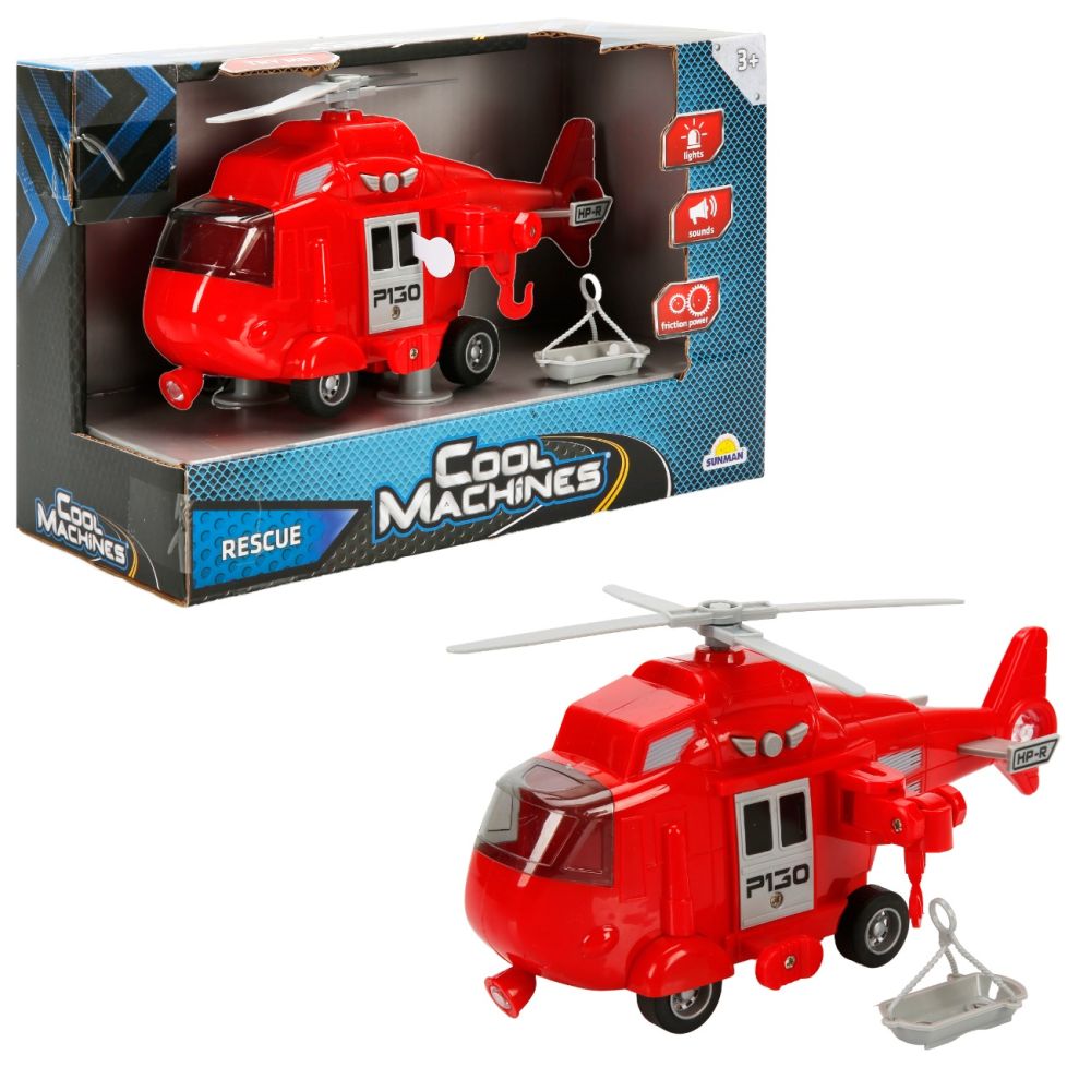 Elicopter de salvare cu sunete si lumini, Cool Machines, Rosu, 1:20