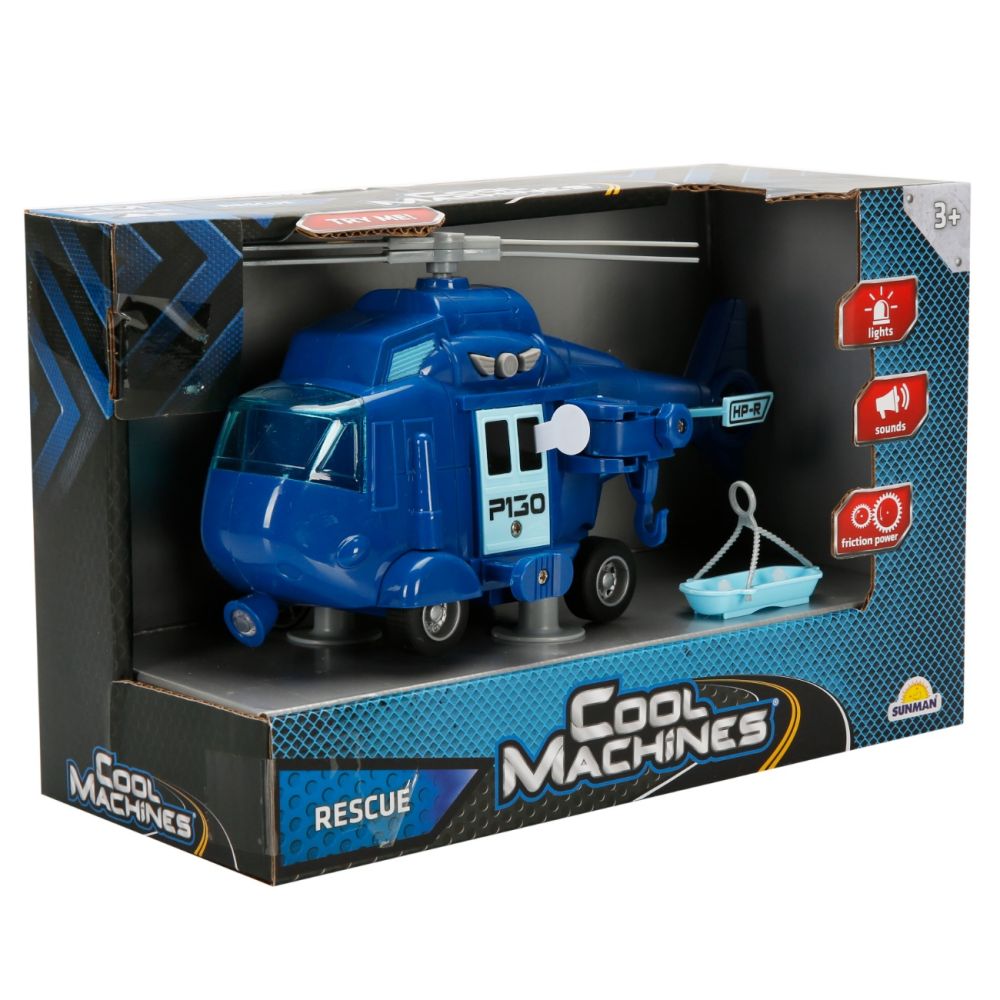 Elicopter de salvare cu sunete si lumini, Cool Machines, Albastru, 1:20