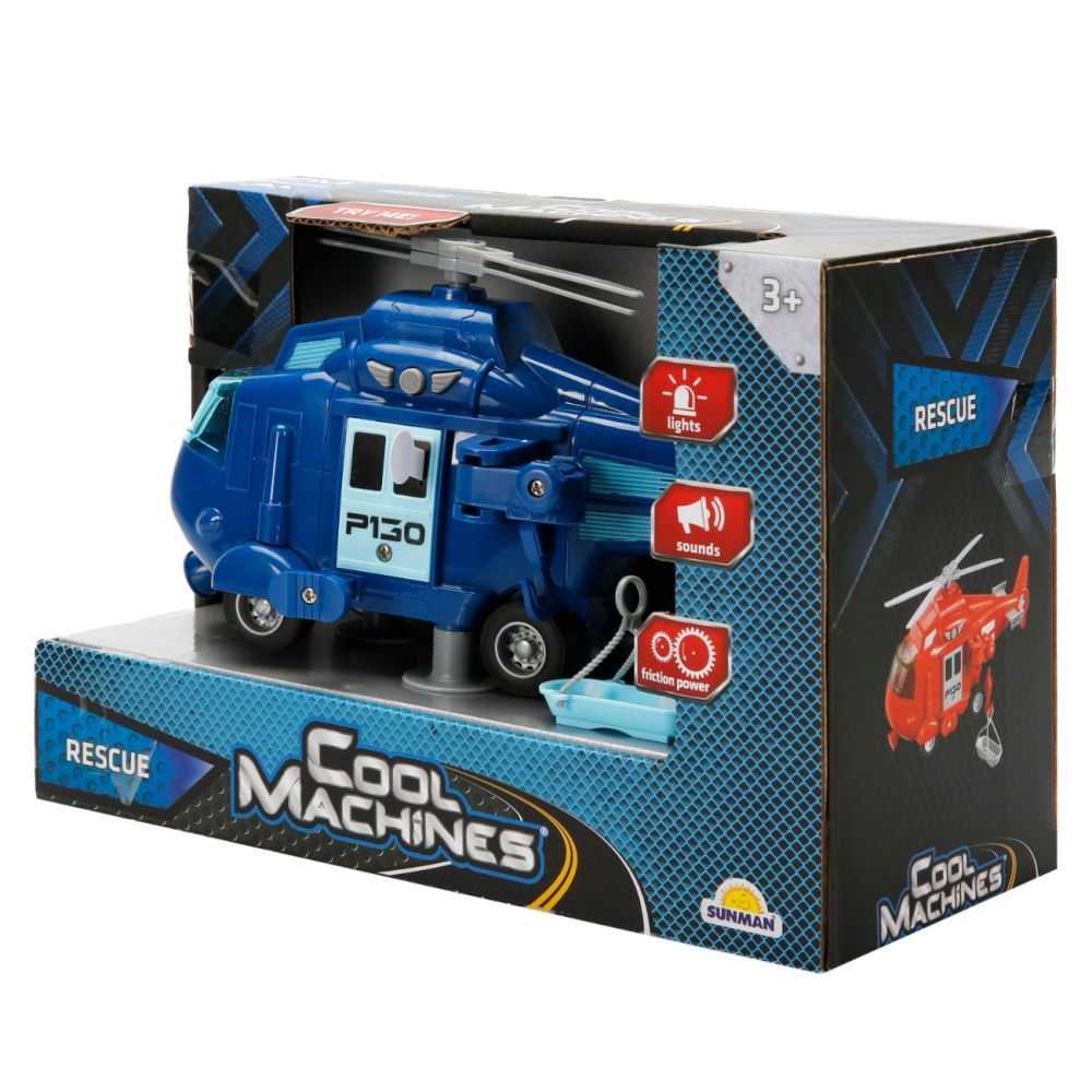 Elicopter de salvare cu sunete si lumini, Cool Machines, Albastru, 1:20