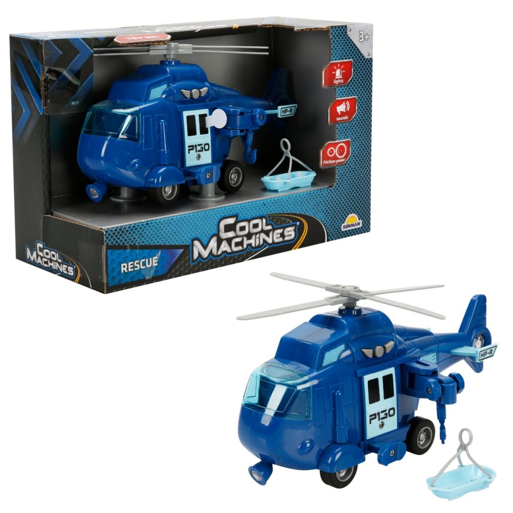 Elicopter de salvare cu sunete si lumini, Cool Machines, Albastru, 1:20