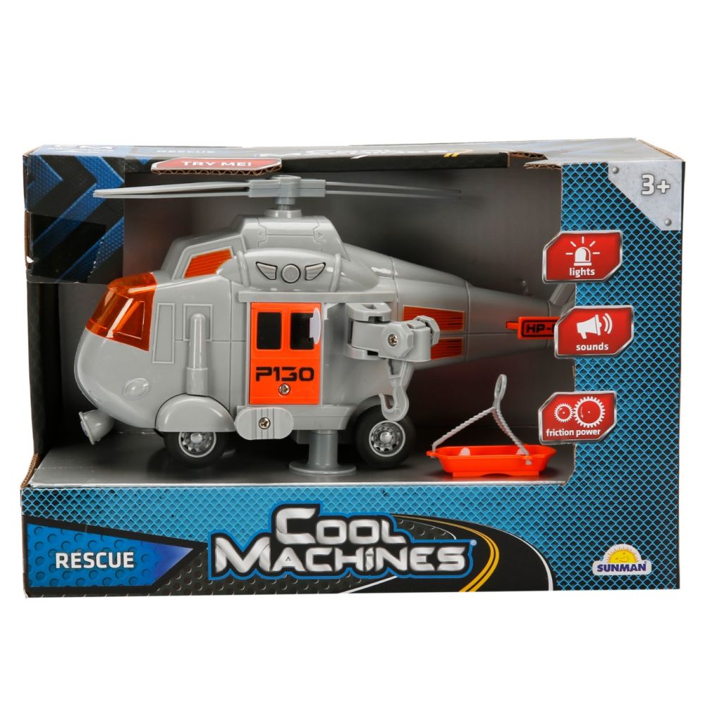 Elicopter de salvare cu sunete si lumini, Cool Machines, Gri, 1:20