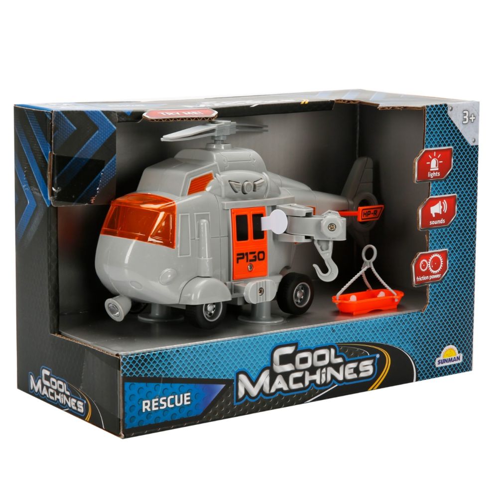 Elicopter de salvare cu sunete si lumini, Cool Machines, Gri, 1:20