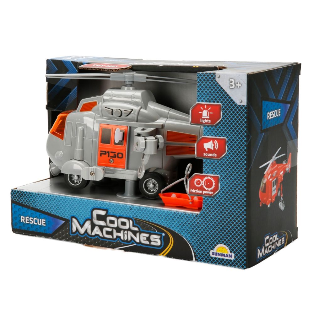 Elicopter de salvare cu sunete si lumini, Cool Machines, Gri, 1:20