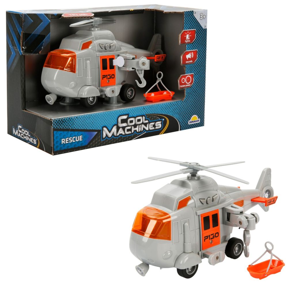 Elicopter de salvare cu sunete si lumini, Cool Machines, Gri, 1:20