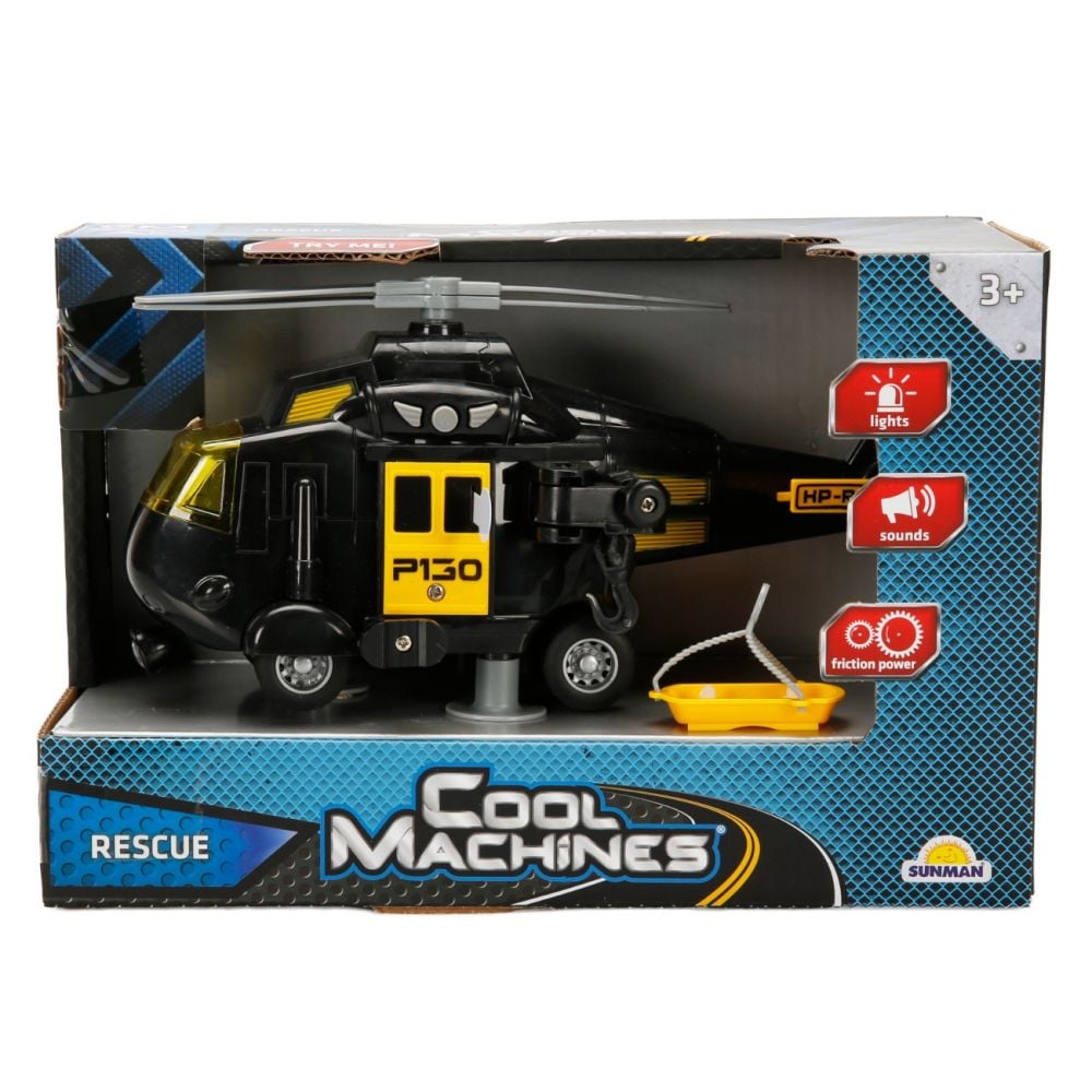 Elicopter de salvare cu sunete si lumini, Cool Machines, Negru, 1:20
