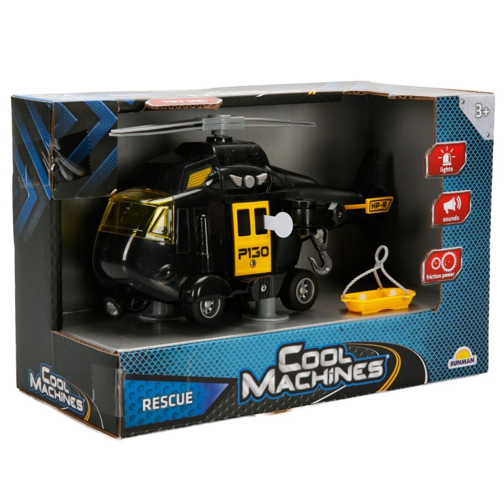 Elicopter de salvare cu sunete si lumini, Cool Machines, Negru, 1:20