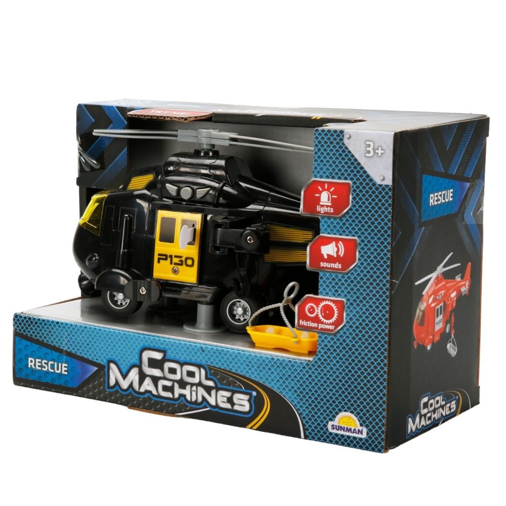 Elicopter de salvare cu sunete si lumini, Cool Machines, Negru, 1:20