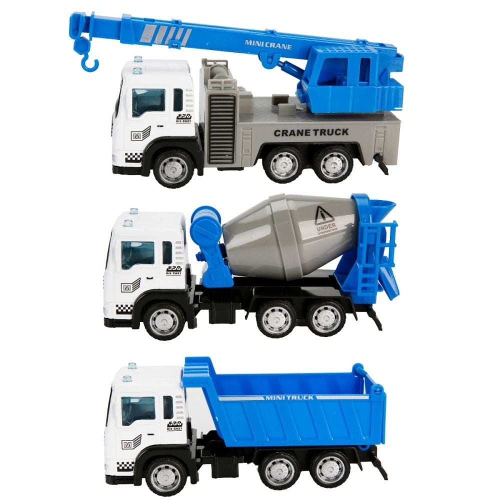 Set 3 vehicule de constructie, Maxx Wheels, Albastru