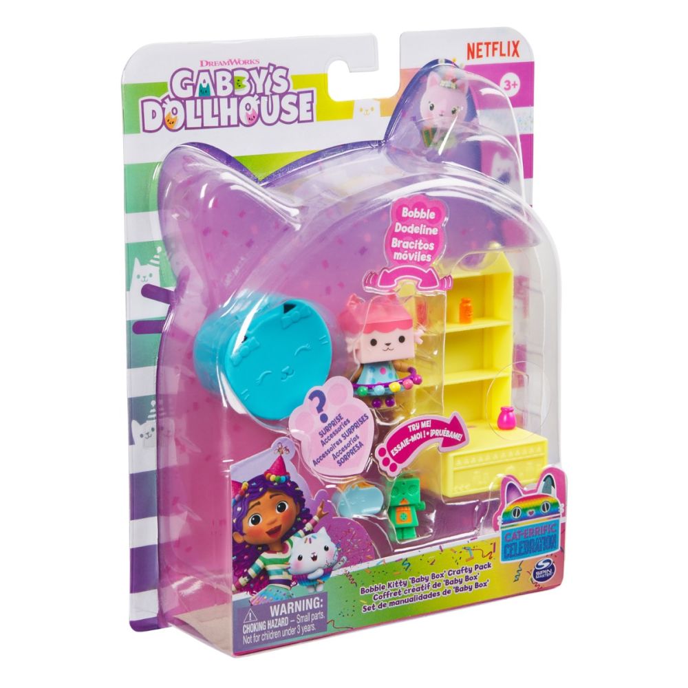 Set de joaca cu figurina, Gabbys Dollhouse, Bobble Kitty Baby Box Crafty, 20144757