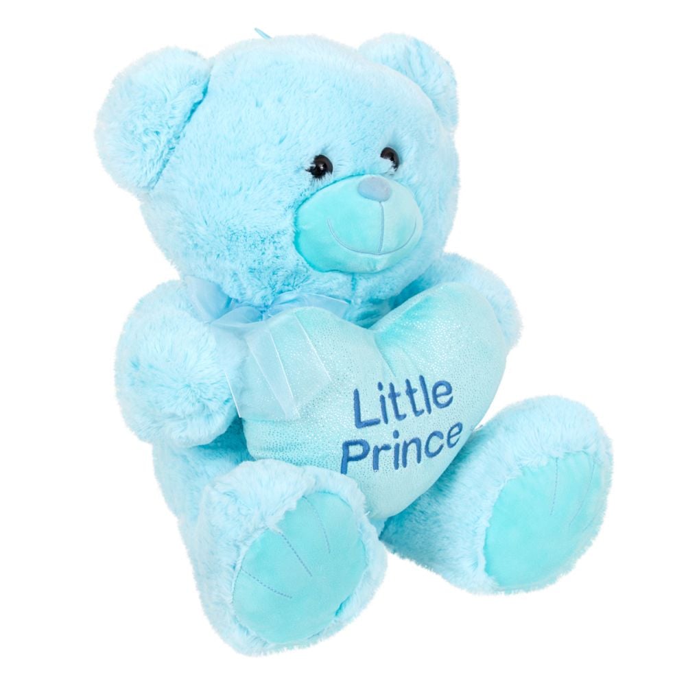Ursulet de plus cu inima, Puffy Friends, Little Princess, Albastru, 45 cm