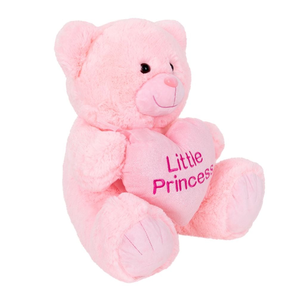 Ursulet de plus cu inima, Puffy Friends, Little Princess, Roz, 45 cm