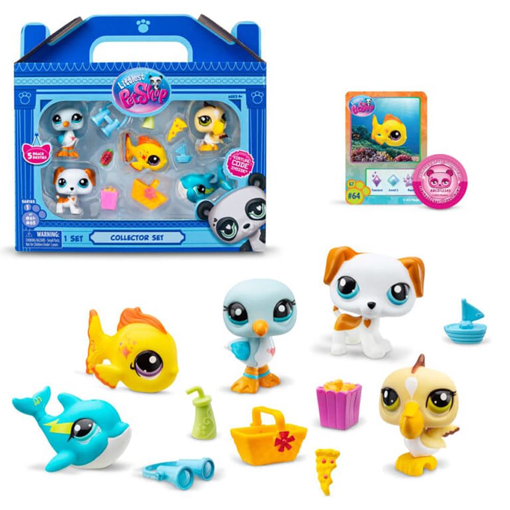 Set de joaca cu 5 figurine si accesorii, Littlest Pet Shop,  Beach Besties